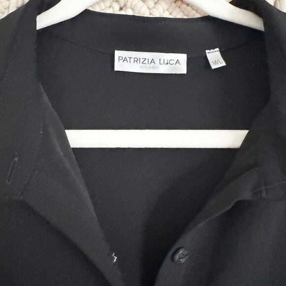 Patrizia Luca Milano Black Button Up Blouse M/L Classic EUC - Picture 3 of 7